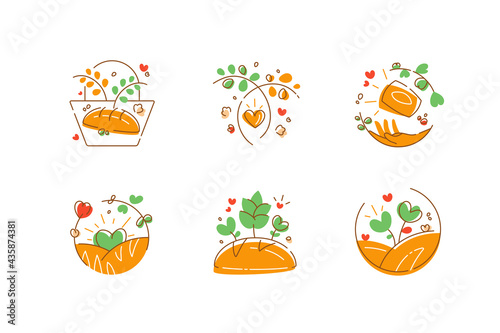 Organic bakery and pastry products logo set (ID: 435874381)