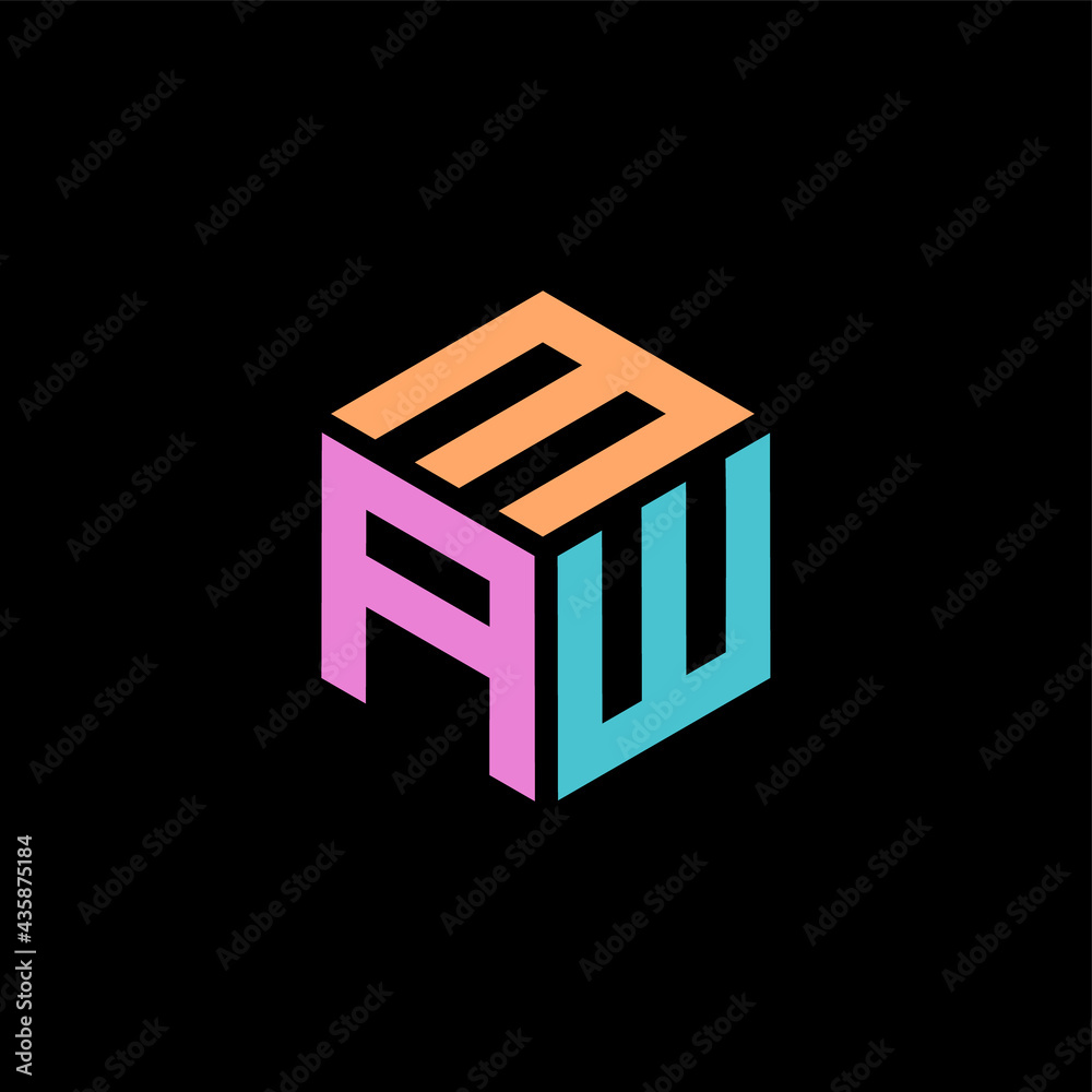 Hexagon logo with the letters MAW design Hexagon logo with the letters MAW design