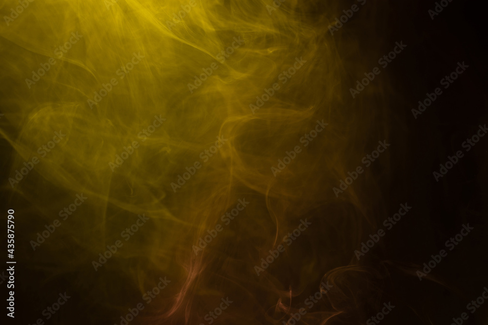 Yellow and pink steam on a black background.