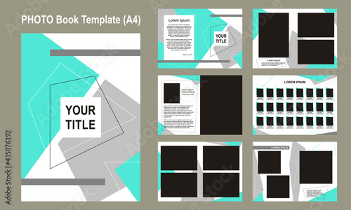 Template for school photobook or graduation album. Modern geometric style. Layout of Frames for photos in A4 format. Vector illustration
