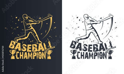 Vintage baseball T-shirt Design, emblems, badges. Vector illustration, graphic Art, for t-shirt, club, or championship.