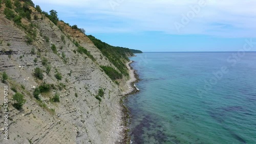 Aerial view to beautiful rocky coastline photo