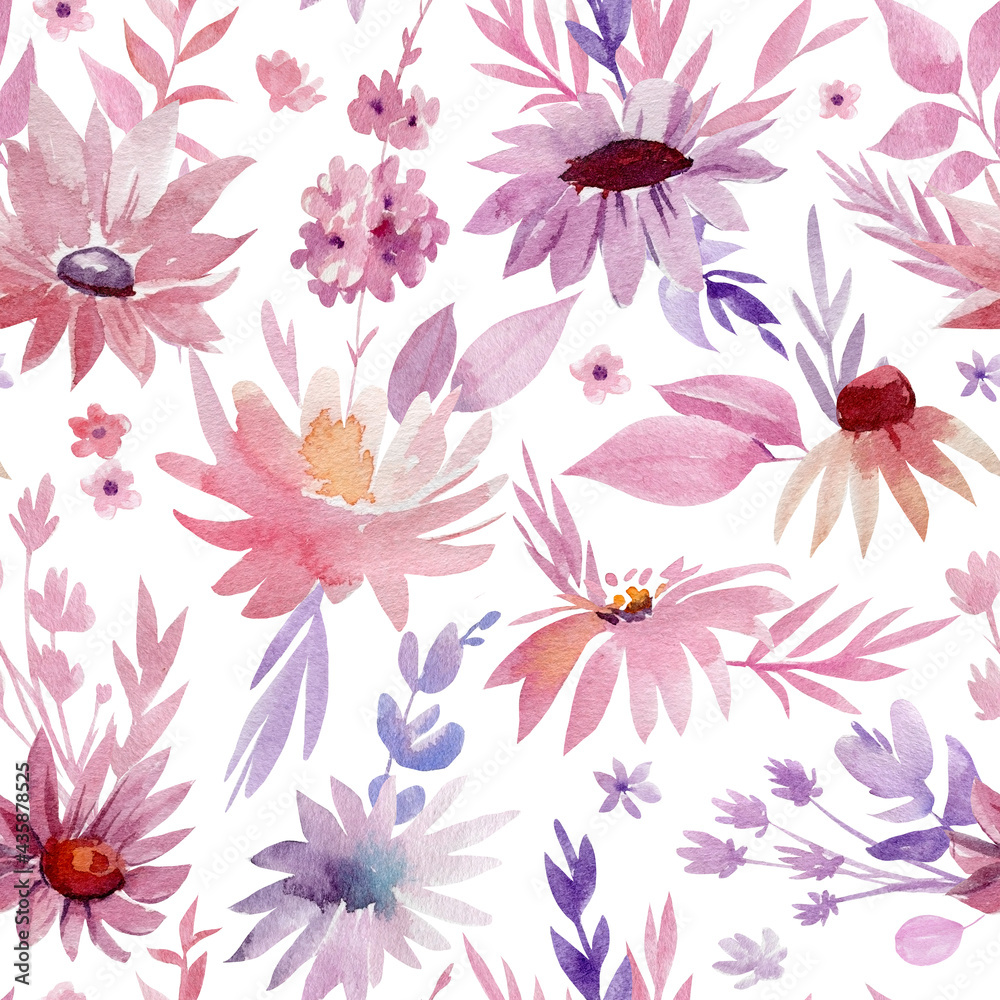 Seamless pattern, flower background, watercolor drawing, abstract painting Seamless pattern, flower background, watercolor drawing, abstract painting