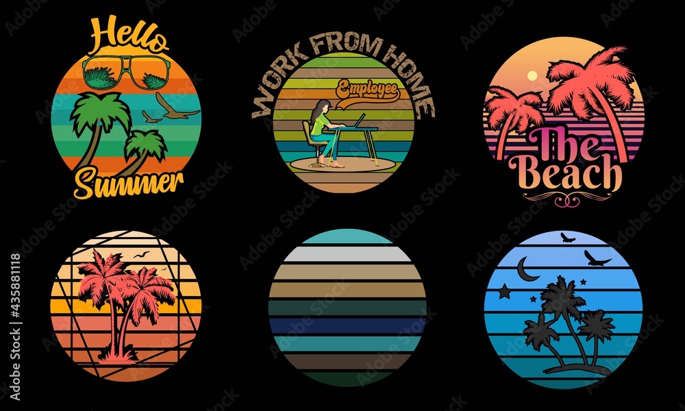 Naklejka premium Hello, summer artwork – Summer day Vector art design for girls t-shirt in custom summer day Design.