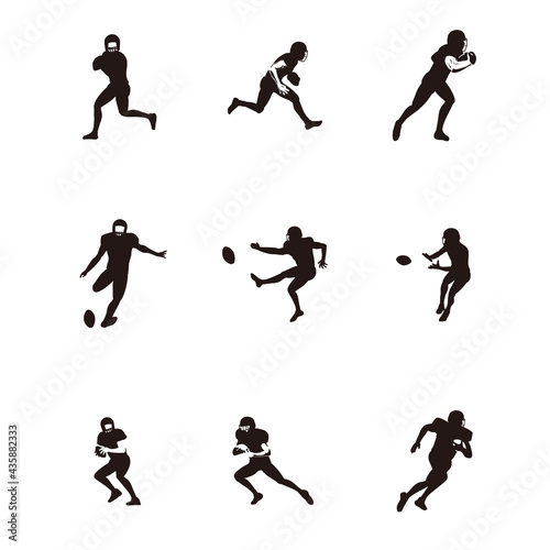 Wallpaper Mural sport men playing rugby cartoon illustrations silhouette set - football player playing rugby silhouette set isolated on white Torontodigital.ca