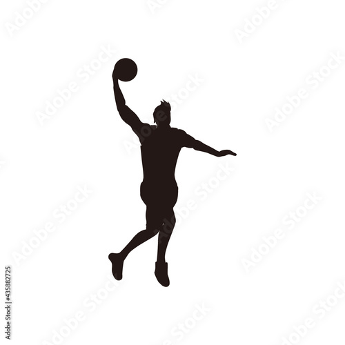 silhouette of sport man doing a slam dunk on basket ball game - illustrations of basket ball player doing dunk to score on a basketball game cartoon silhouette isolated on white