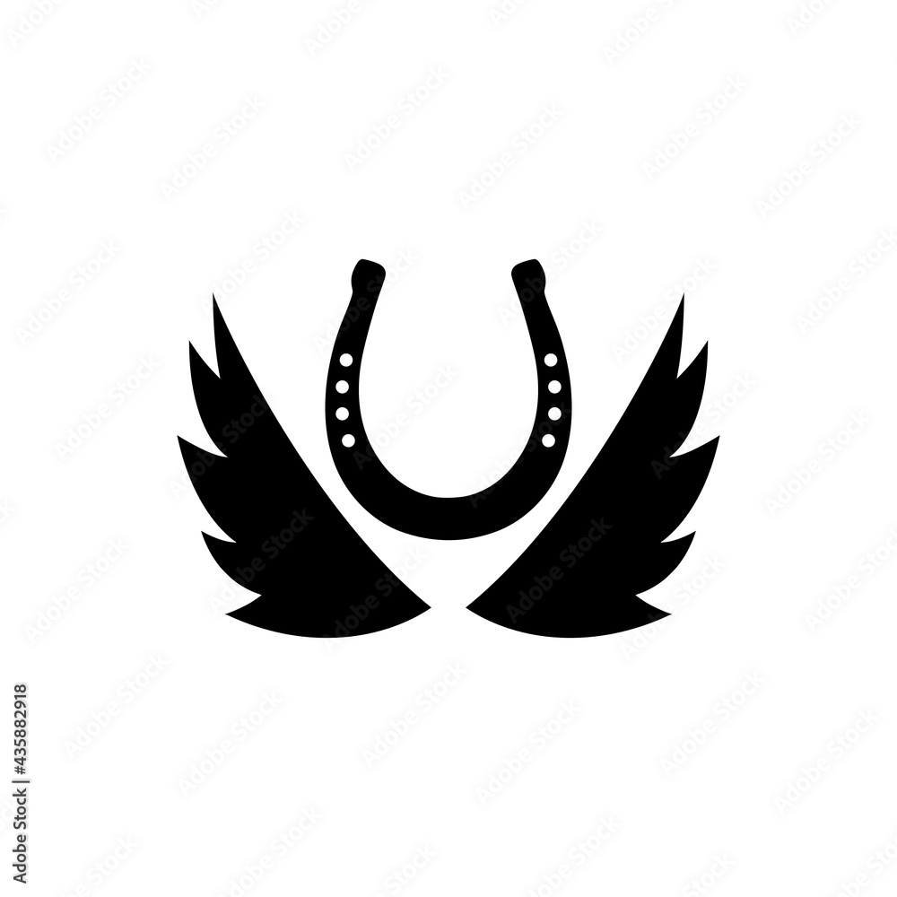 Naklejka premium Horseshoe with wings icon isolated on white background
