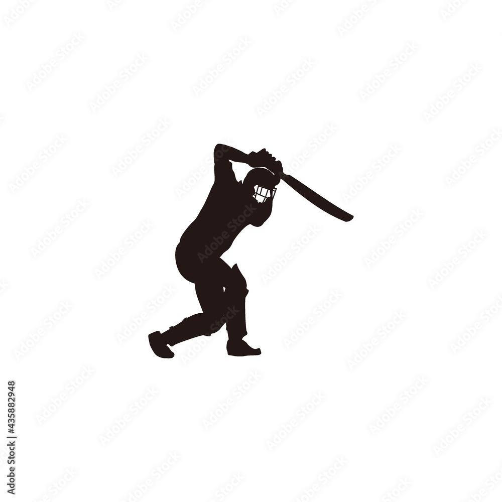 cricket athlete swing the stick on a court - sport man swing the cricket stick cartoon isolated on white
