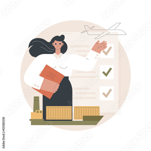 Customs clearance abstract concept vector illustration. Customs duties, import expert, licensed customs broker, freight declaration, vessel container, online tax payment abstract metaphor.
