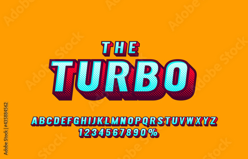 Retro turbo font set collection, letters and numbers symbol. Vector