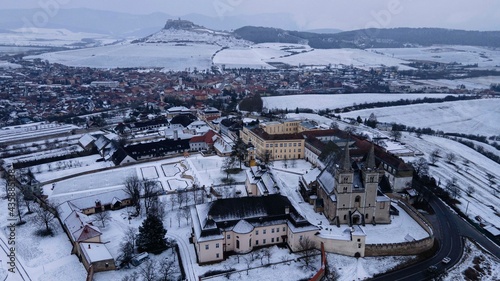 Aerial view of the Spis Chapter in the town of Spisske Podhradie in Slovakia