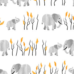 Crédence de cuisine Éléphant patrons Motif africain éléphant aquarelle  © Afanasia