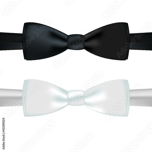 white, black bow tie isolated on a white background