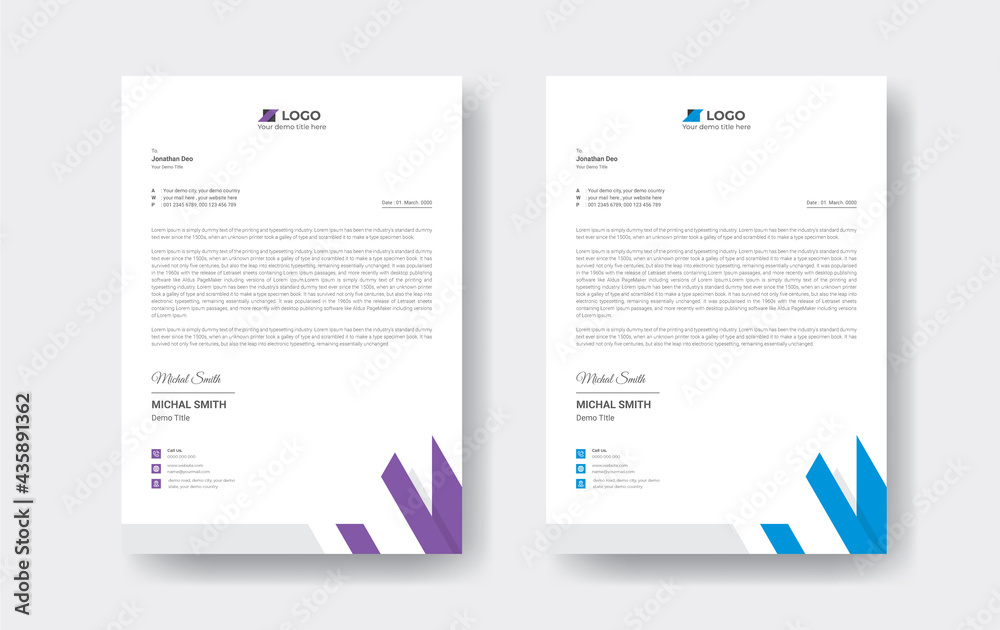 Modern Professional corporate business style letterhead. Abstract Creative Letterhead Design 