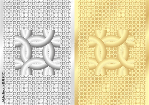 Chain. Seamless vector patterns. 3D gold and silver theme.