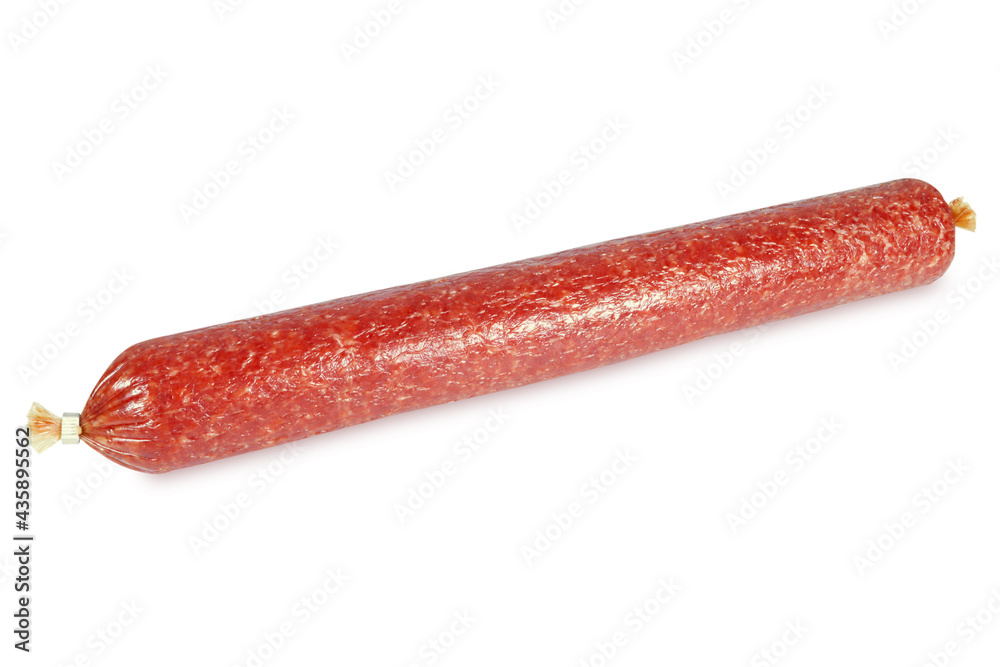 Smoked sausage isolated on white background. Italian sausage Smoked sausage isolated on white background. Italian sausage