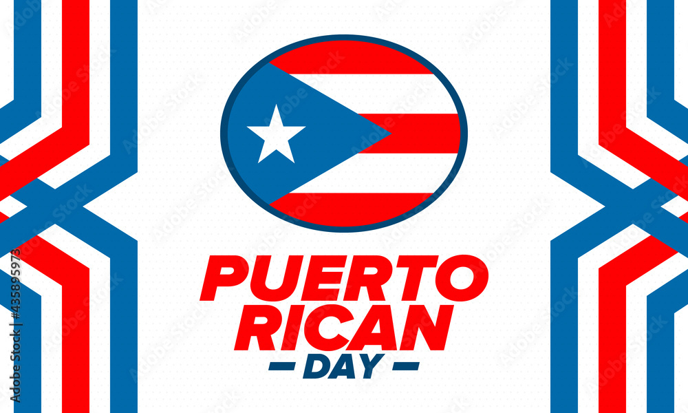 Puerto Rican Day. National happy holiday. Festival and parade in honor of independence and freedom. Puerto Rico flag. Latin american country. Patriotic elements. Vector poster illustration Puerto Rican Day. National happy holiday. Festival and parade in honor of independence and freedom. Puerto Rico flag. Latin american country. Patriotic elements. Vector poster illustration