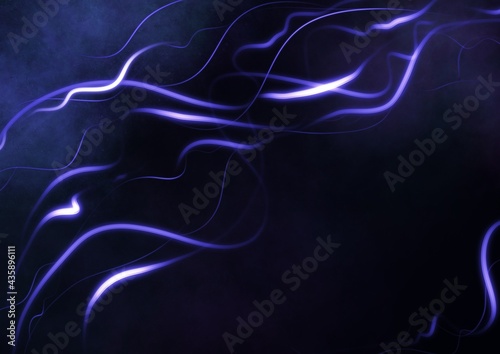 Abstract shiny color blue wave design element on dark background. Science or space design © Анастасия Фадейкина