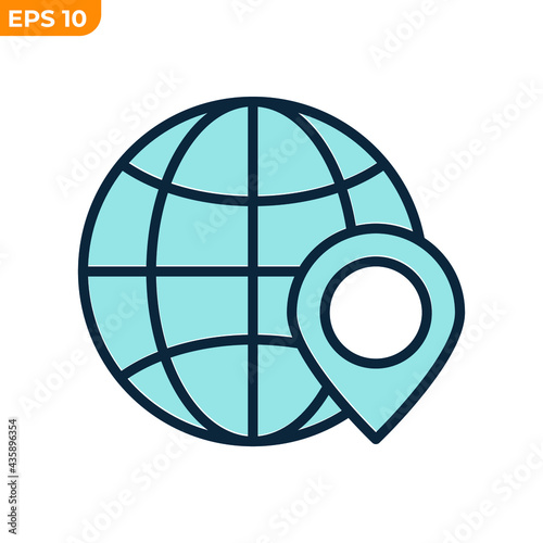 pin globe icon symbol template for graphic and web design collection logo vector illustration