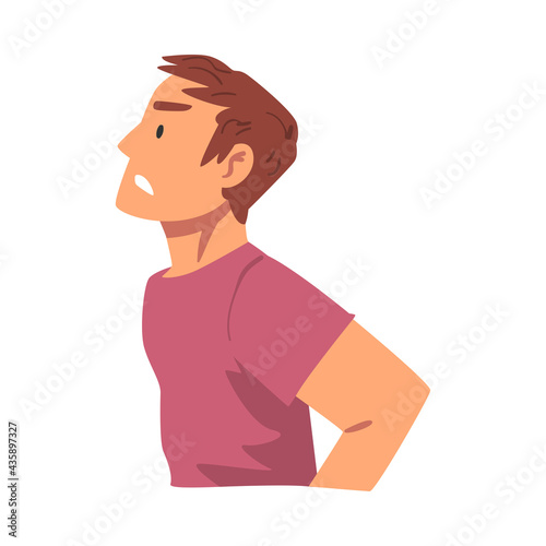 Side View of Angry Man, Person Expressing Disagreement or Disapproval Negative Emotions Cartoon Vector Illustration