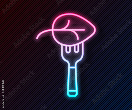 Glowing neon line Vegan food diet icon isolated Glowing neon line background. Organic, bio, eco symbol. Vegan, no meat, lactose free, healthy, fresh and nonviolent food. Vector