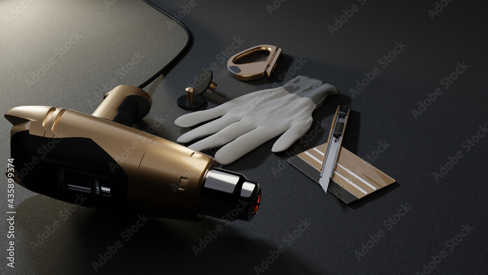 Car Wrapping Tools - Fahrzeugfolierung Werkzeug Stock Illustration