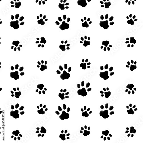 Digital dog footprints on white background.