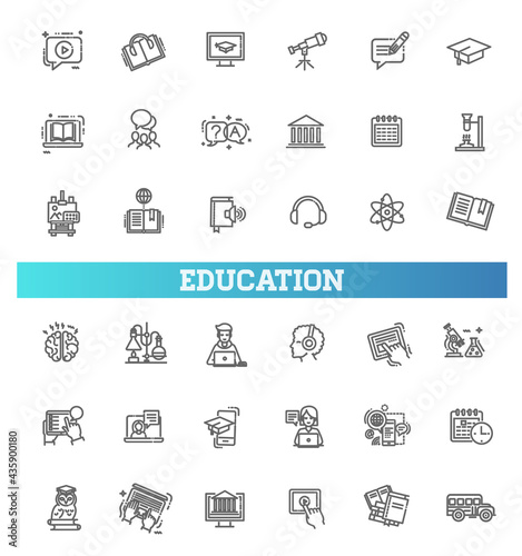 E-learning, online education elements. School education