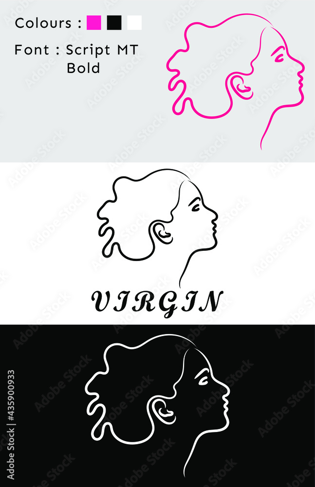 Side View Woman Face Logo Design With Virgin Text