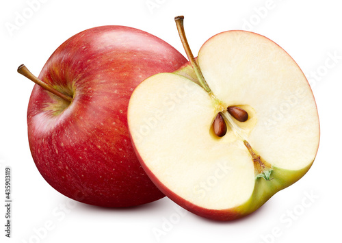 Red apple half isolated on white background
