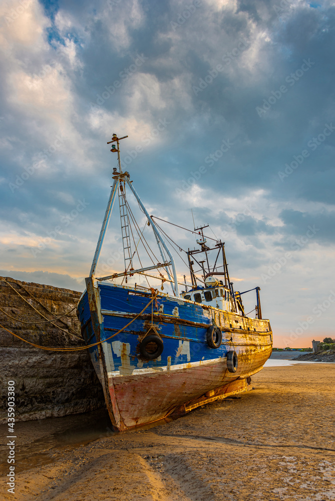 Moored fishing boat at Barry Island, Vale of Glamorgan, South Wales Moored fishing boat at Barry Island, Vale of Glamorgan, South Wales