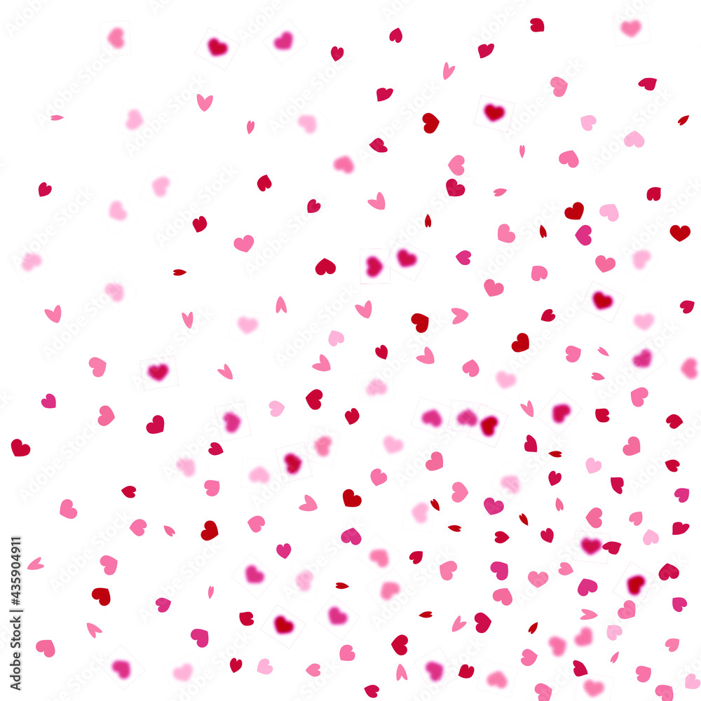 Heart Background. Red Pink 8 March Banner with Flat Heart. Empty Vintage Confetti Template.  Exploding Like Sign. Vector Template for Mother's Day Card. St Valentine Day Card with Classical Hearts.