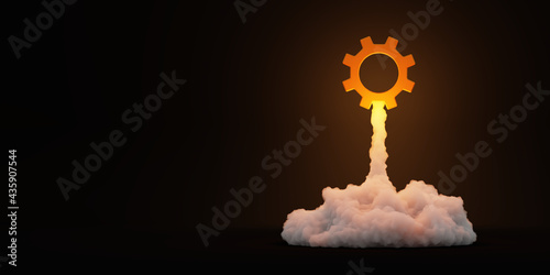 Foto Mechanical gear being launched, 3d rendering