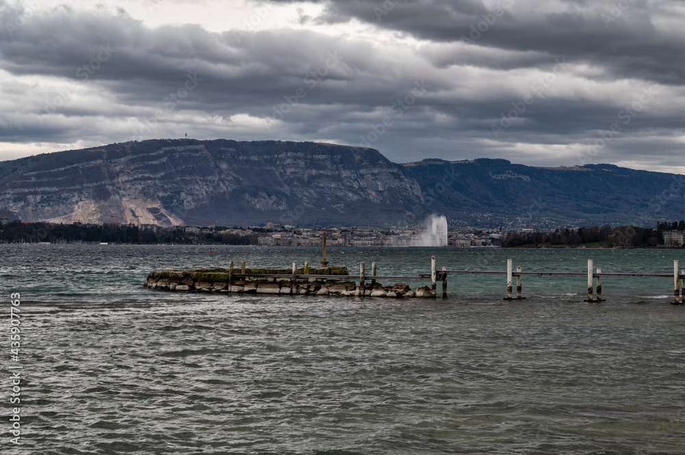 vue sur Genève et son jet d'eau depuis Chambésy