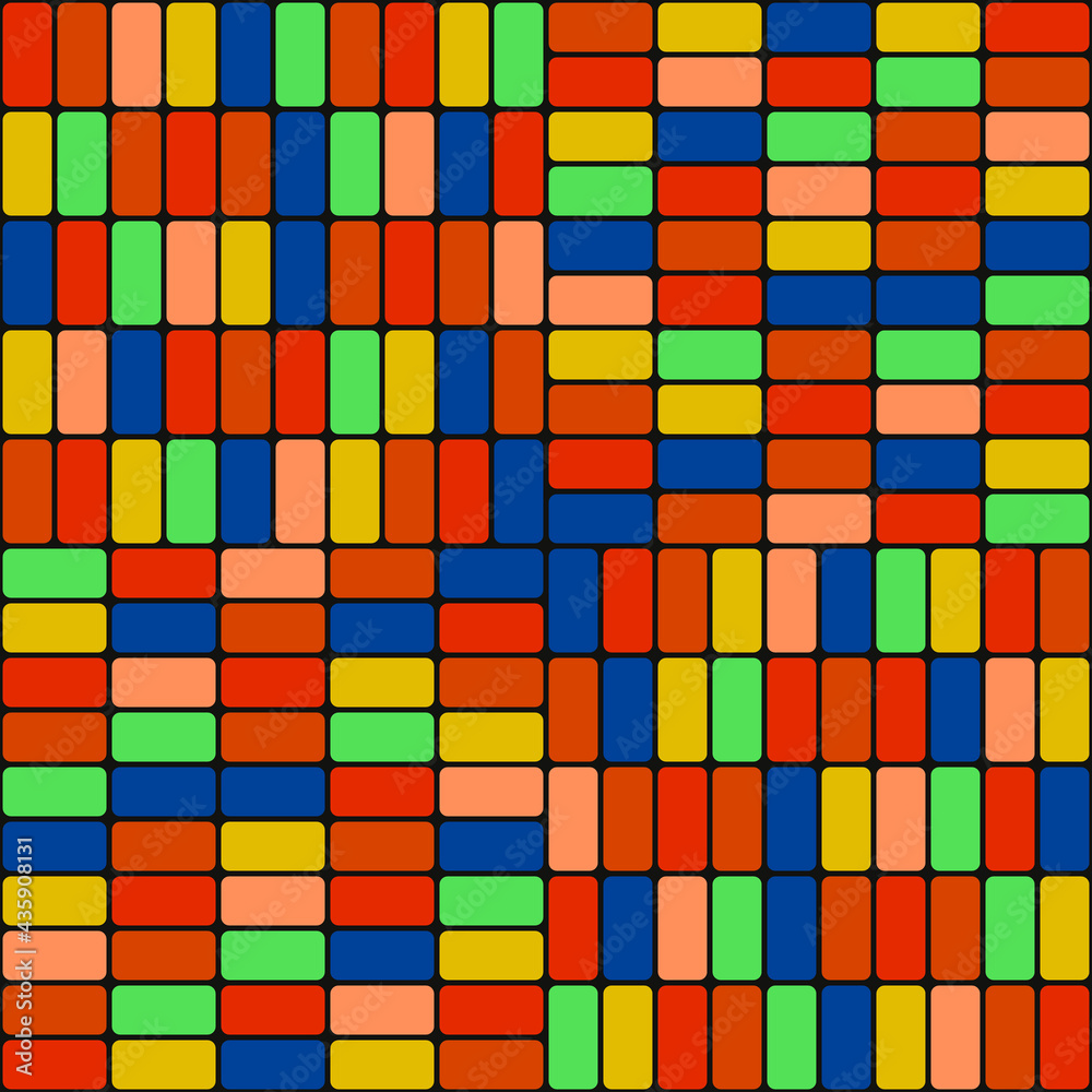 Bricks pattern. Seamless colorful rectangles. Vector.