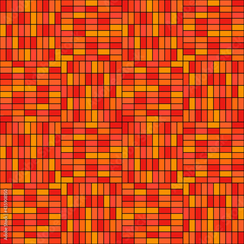 Orange bricks pattern. Seamless orange and yellow rectangles. Vector.