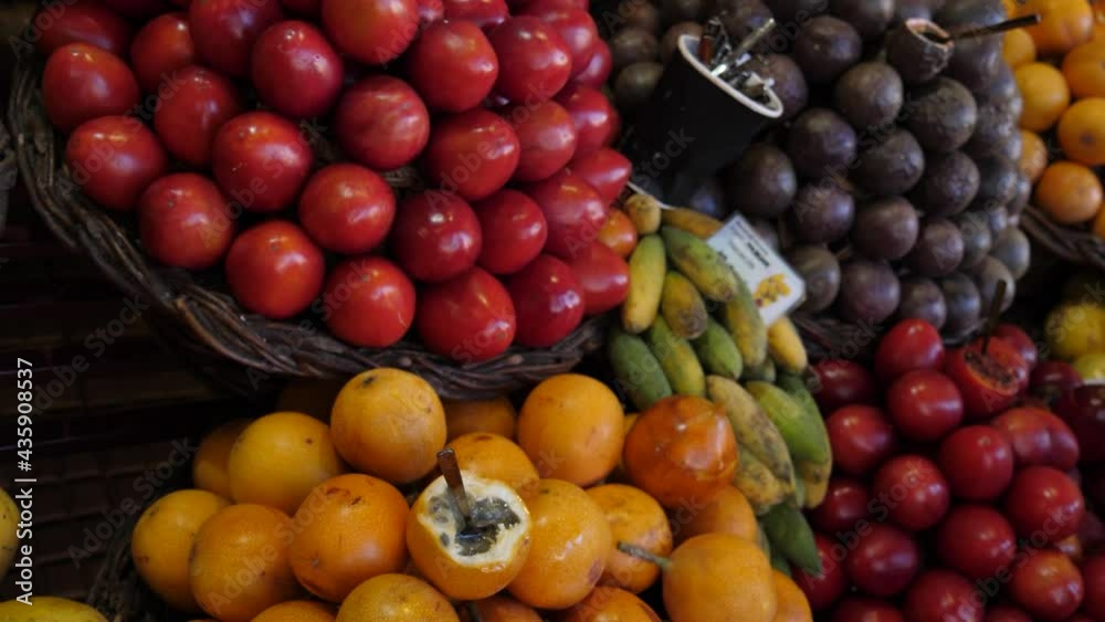 Different kinds of passion fruit seen on Madeira, Portugal Different kinds of passion fruit seen on Madeira, Portugal