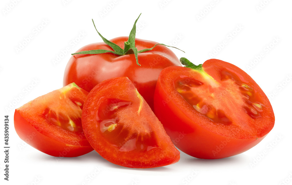 Ripe red tomatoes isolated on white background. Fresh vegetables food. Ripe red tomatoes isolated on white background. Fresh vegetables food.