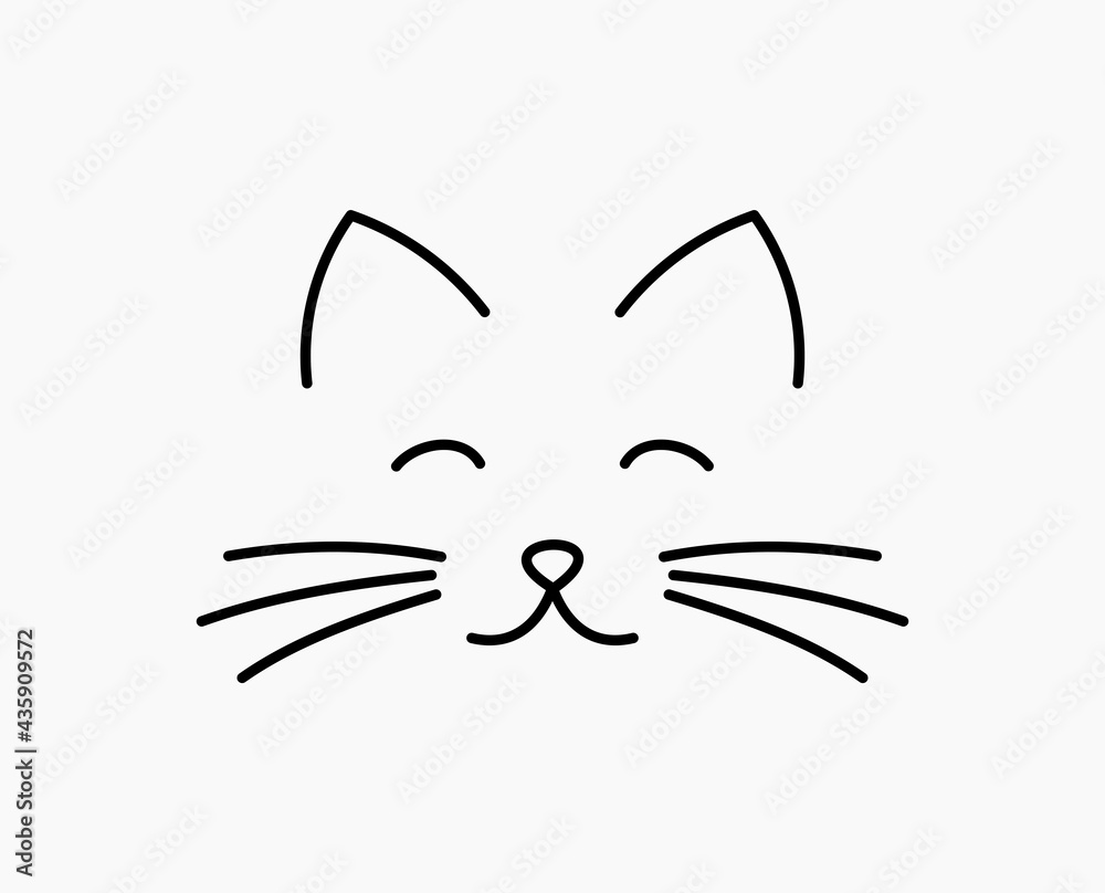 Cute cat face line icon. Cute cat face line icon.