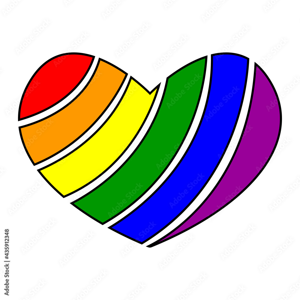 LGBT rainbow heart isolated on white background. Happy Pride Day. LGBTQ ...