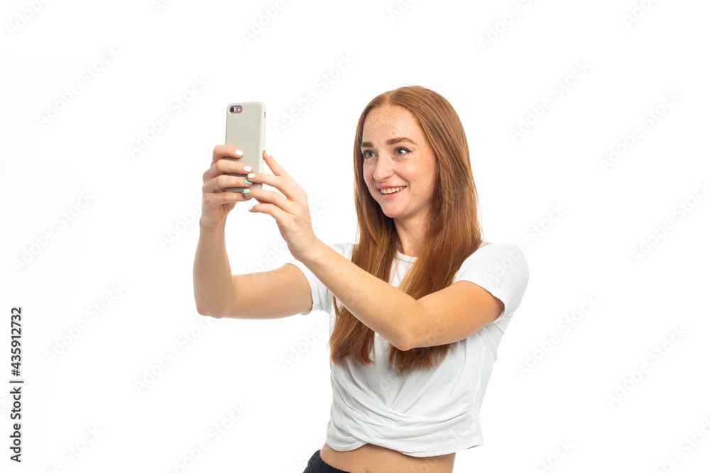 Young ginger model speak by phone Young ginger model speak by phone