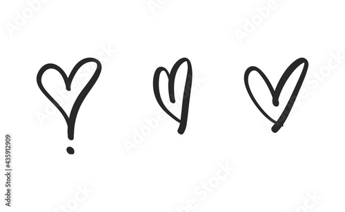Hand drawn hearts. Love symbol. Illustration doodles.