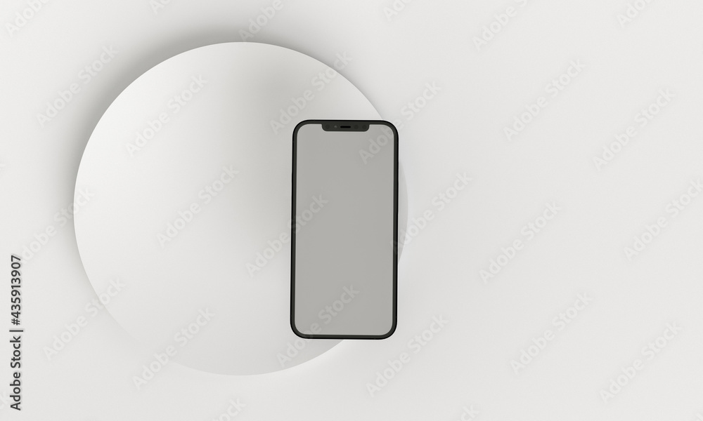 3d render illustration generic phone mock up in a white design high key