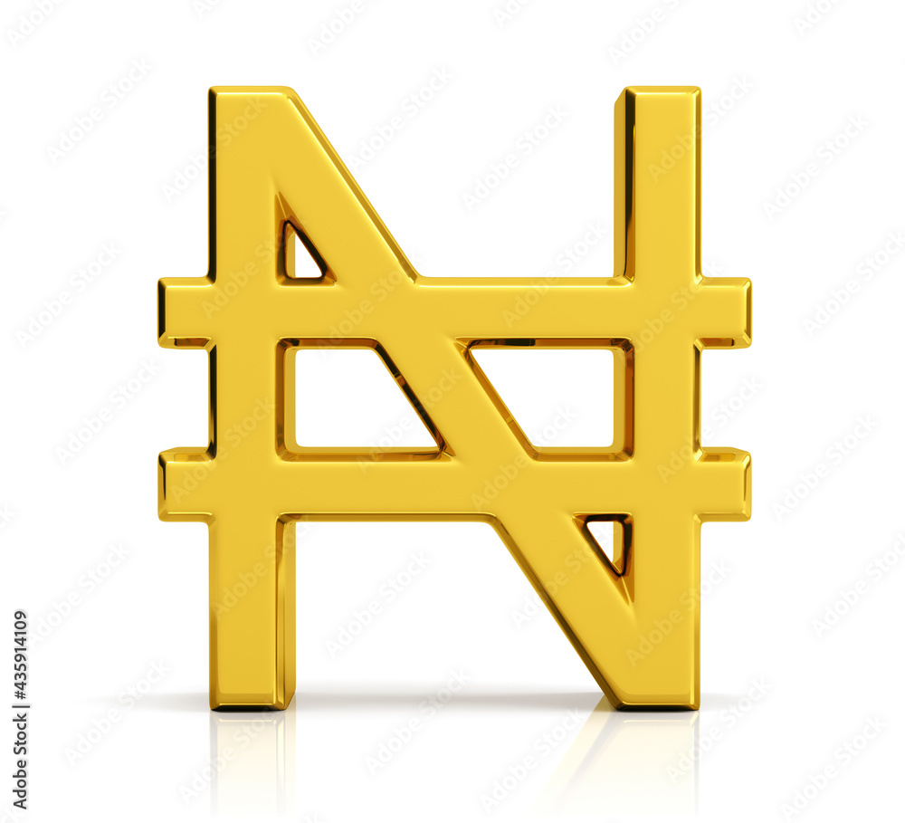 Obraz premium Nigerian naira symbol isolated on white background.