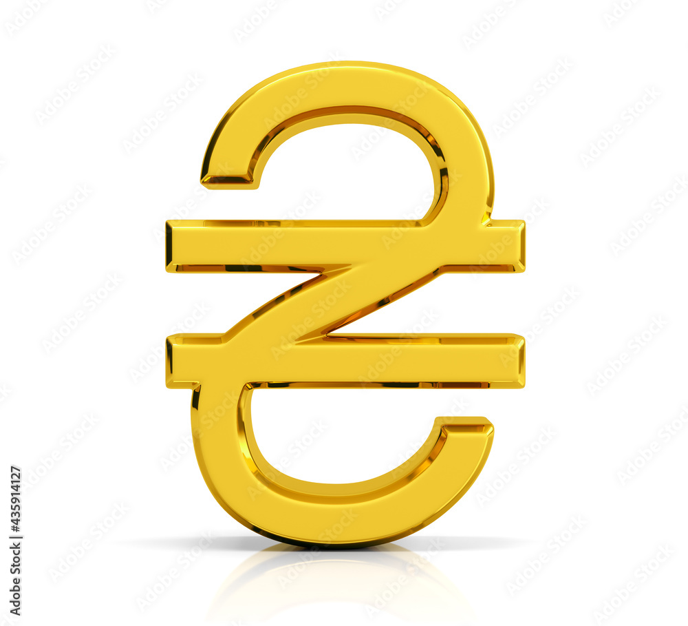 Obraz premium Ukrainian hryvnia symbol isolated on white background.
