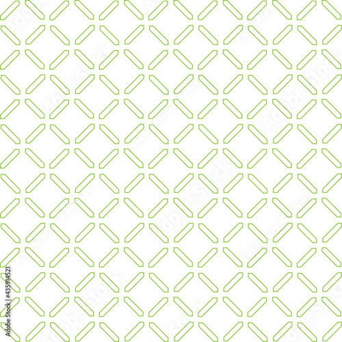 Simple seamless pattern made with lines, X cross geometric pattern, shapes with green color, white background