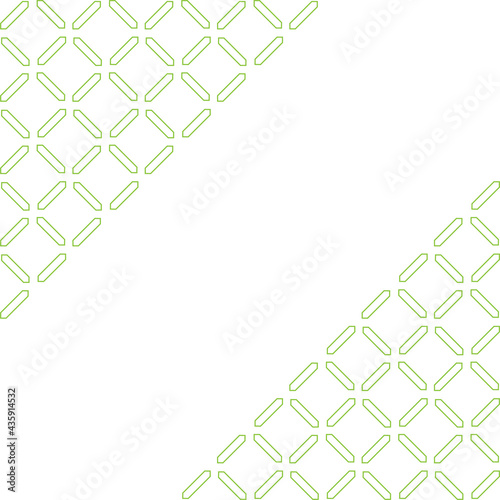 Simple seamless pattern made with lines, X cross geometric pattern, shapes with green color, copy space for text, white background