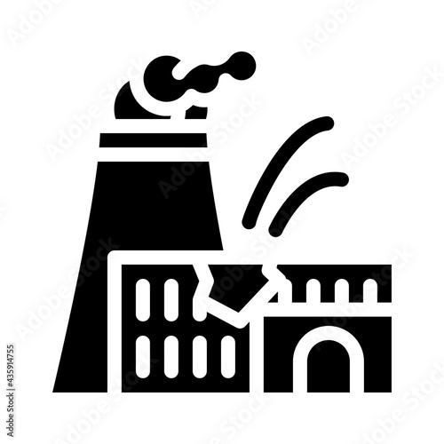 explosion at nuclear power plant disaster glyph icon vector. explosion at nuclear power plant disaster sign. isolated contour symbol black illustration