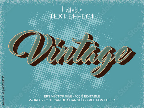 Vintage, retro editable text effect vector. Easy to edit and use.