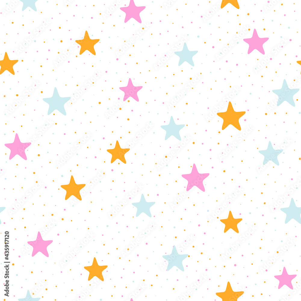 Stars and dots childish vector seamless pattern graphic design. Stars and dots childish vector seamless pattern graphic design.